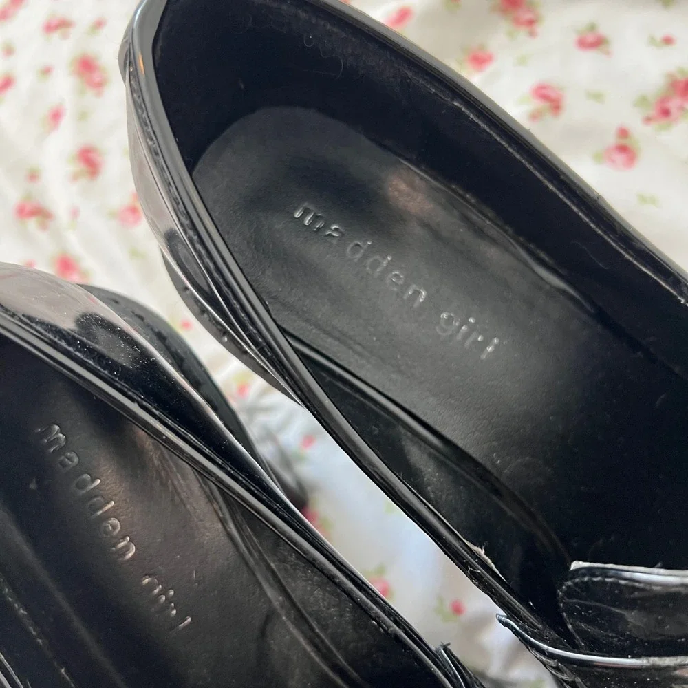 cutest patent leather loafer platform heels